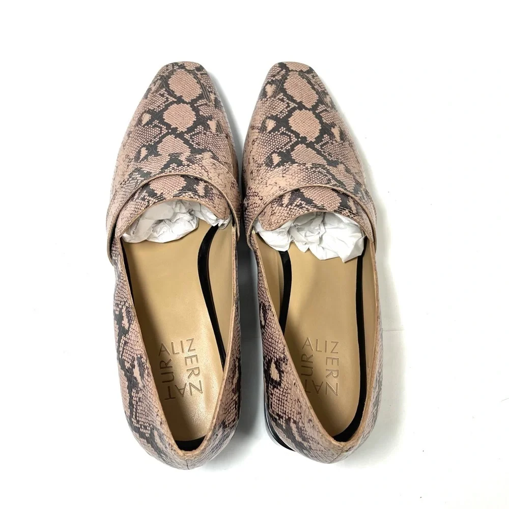 Naturalizer Women's Loafers Barely Nude Snake Prints Leather Size 8W‎